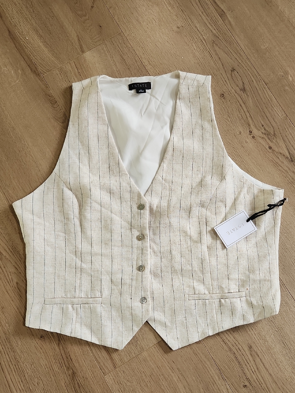 1.STATE  NWT White Linen Blend Vest